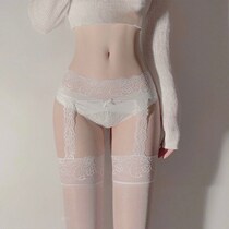 Full leg - lean and thin - and - white lace with socking in one - one - style Japanese sexy female black silk stockings