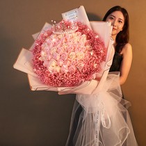 Full Star flower bouquet to send girlfriend oversized bunches of dried flowers and flowers with fragrant soap rose 520 Valentines Day white girls