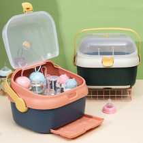 Baby Bottle Storage Box Slide Lid Small Portable Baby Bottle Storage Box with Lid Dustproof Drainage Dry rack