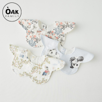 OAK FAMILY swivel newborn baby saliva towel bamboo cotton gauze waterproof spitting milk child male and female baby round mouth