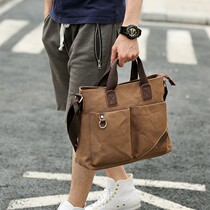 Men Trends Business Travel Canvas Handbag Casual Single Shoulder Inclined Satchel Bag multifunction briefcase Backpack Male Bag
