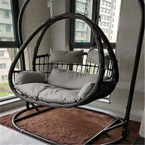 New net red rough rattan hanging basket indoor and outdoor rocking chair swing rattan chair single double hanging chair cradle chair imitation rattan chair