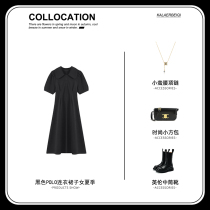 French haute sense slim long skirt 2022 new autumn hepburn style black polo dress womens summer