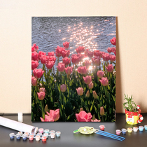 Tulip Digital oil painting Filling Color Healing Decoration Custom Diy Flower Filling Oil Color Painting Hand Hand-painted Color
