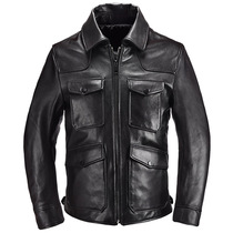 Good Mr. Sun Honglei same leather leather men goatskin youth motorcycle leather men slim jacket jacket