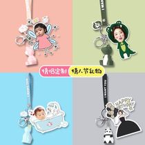 Acrylic key buckle custom photo can be made cartoon cute couple chain school bag small pendant ins birthday present