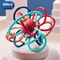 Baby teether molar stick small mushroom bite baby chew Manhattan hand grab ball toy music silicone can be boiled