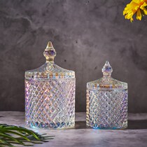 1 transparent crystal glass pen holder cotton sign box Candy Jar Makeup Brush containing box storage tank Seasoning Jar