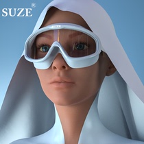 Swimming glasses Womens waterproof anti-fog high-definition large frame earplug swimming cap professional adult anti-fog surface cover diving equipment