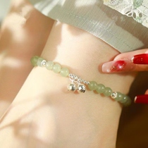 Small bell anklet summer fresh green beads show white woman clear through retro ins niche design high-grade sense of cool breeze