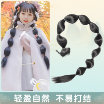 Wig female summer ponytail lengthened bubble corn beard double ponytail ancient style photo studio costume photo grab clip ponytail braid