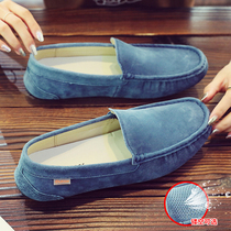 Spring mens shoes frosted bean shoes mens 2022 new trends genuine leather hollowed-out breathable sloppy soft bottom casual shoes tide