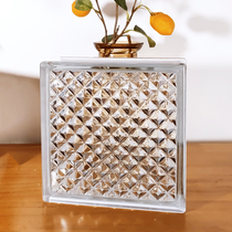 Indonesia imports ultra-white opaque square transparent small flower plaid hollow glass brick partition crystal brick bathroom