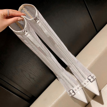 Net red display slim custard with long boot female summer thin high cylinder mesh boots long cylinder cool boots mesh yarn hollowed-out boots