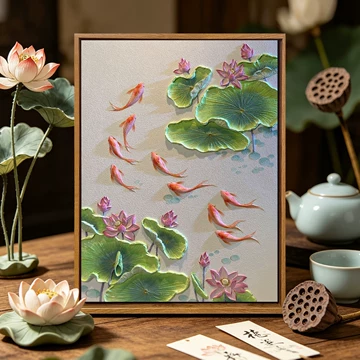 荷花九鲤图轴-荷花九鲤图轴促销价格、荷花九鲤图轴品牌- 淘宝