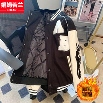 Thickened quilted baseball uniform jacket girls autumn and winter clothing 2022 new junior high school students sports cotton clothes cotton clothes