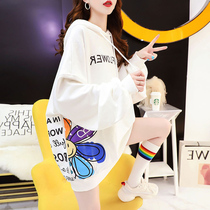 Foreign air pregnancy woman dress Spring and autumn paragraph 2022 new Korean version loose blouses T-shirt Long sleeves Even cap pregnant womens necropolis
