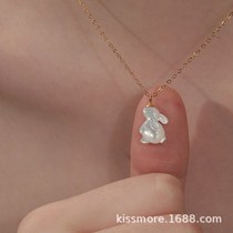 Chenmo S925 Sterling Silver Bunny Rabbit Necklace Womens Birth Year Natural Shell Necklace Valentines Day Tanabata Gift Summer