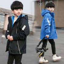 Boy plus velvet padded medium children winter clothes 2021 detachable childrens coat outdoor three-in-one spring and autumn assault clothes