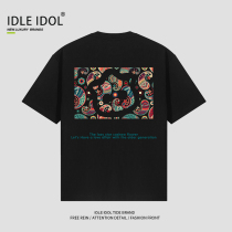 Idle Idol cashew fruit heavy cotton short sleeve T - shirt men and women in summer collar loose tide shirt