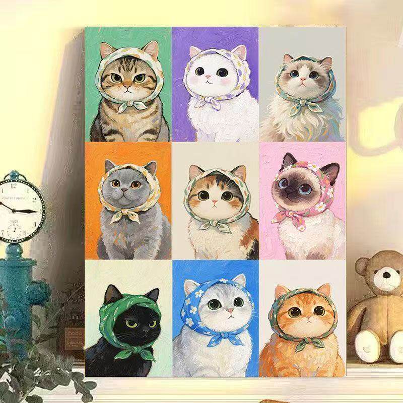 油彩画　猫 数字油画猫-数字油画猫促销价格、数字油画猫品牌- 淘宝