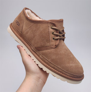 Authentic purchasing UGG snow boots men's shoes winter new sheepskin one-piece strap low-top casual short boots cotton shoes