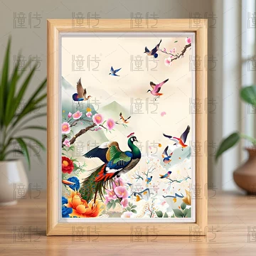 百鳥朝鳳 パステル花鳥陶板画 応接間 書斎 懸掛 装飾品 工芸品 美術品 置物 伊万里色絵花輪郭皿 五枚組 桐鳳凰紋皿 菊花皿 平向付Antique