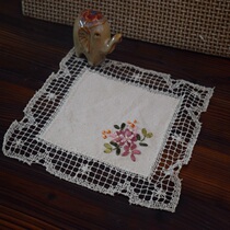 Foreign Trade Handmade Mesh Buttoned Hand Embroidered Disc Mat Vase Cushion Retro Countryside Fields Garden Home Cloth Art Decoration Table Mat