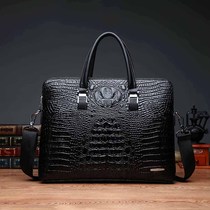 Mens business Hand bag shoulder shoulder bag crocodile pattern Road Tide mens bag mens computer bag soft leather