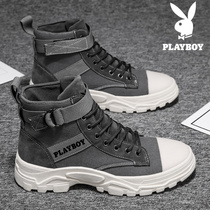 Playboy mens shoes autumn 2021 New Korean version of the trend thick bottom canvas high-top Joker leisure autumn and winter trendy shoes