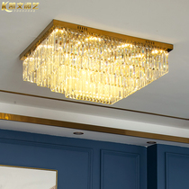 Light luxury crystal lamp rectangular living room lamp led ceiling lamp bedroom lamp restaurant lighting modern simple atmosphere