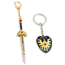 New game Dragon Quest Rod Sword Rhodes Shield Metal Keychain Slime Pendant Male Jewelry