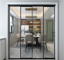 Tianjin Titanium Magnesium Alloy Fine Frame Kitchen Toilet Living Room Balcony Bedroom Pushdoor extremely narrow three-linked sliding door