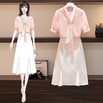 European station half-body fishtail skirt suit 2021 summer new womens light cooked style professional wear goddess fan two-piece suit