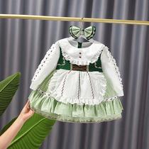 2021 new spring and autumn children's fluffy skirt dress girls Lolita princess dress baby girl one year old dress