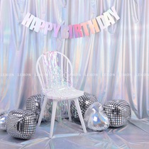 Symphony silver leather cloth photo background cloth ins net red wall hanging birthday decoration live background wall cloth curtains