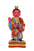 Wenli Buddha with solemn Buddha statue pure incense camphor wood carving Taiwan color gold book three prince 8 inches