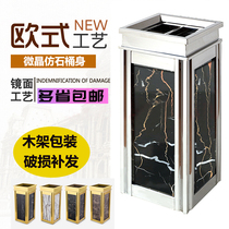Hotel lobby trash can Hotel Vertical Corridor aisle elevator entrance stainless steel ash barrel gold leather box