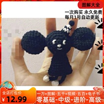 212 Black Coal Ball Crochet Illustrated Crochet Tutorial diy Doll Handmade Wool Crochet Keychain