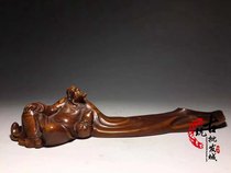 Antique antique study Four Treasures study pendulum resting pen holder old boxwood Li Bai drunk incense wood carving ornaments