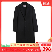 2021 anti-season double-sided cashmere coat Mens Youth double-sided jacket medium and long wool tweed suit thickened