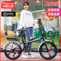 Flying dove folding bike 20 inch 22 male and female style adult variable-speed ultra-light and convenient shock absorbing bike to put aside trunk