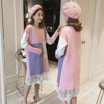 Pregnant women autumn set fashion 2021 Spring and Autumn Sweater long autumn winter sweater top pregnant women dress