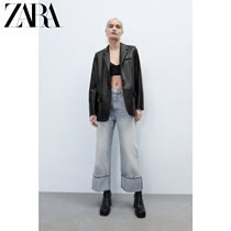 ZARA new TRF woman dress black imitation leather suit jacket 1255760800