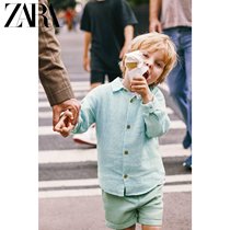 ZARA new baby boy linen blend striped shirt 3338033 402