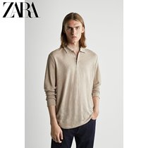 ZARA autumn new men linen long sleeve POLO T-shirt 00722304711