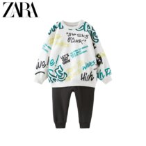 ZARA Spring Dress New Baby Boy Toddler Graffiti Printed Flannel Suit 3337033805