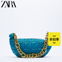 ZARA new womens bag blue diamond chain sheep leather mini one shoulder hand arm bag 16008810009