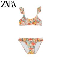 ZARA new childrens clothing girl leaf print bikini 06668609615