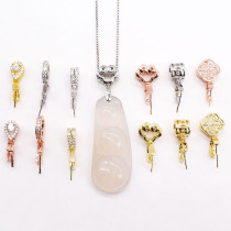 925 silver plated melon seed buckle long needle jade pendant clip button diy emerald jade buckle head plated 24K gold necklace pendant buckle buckle